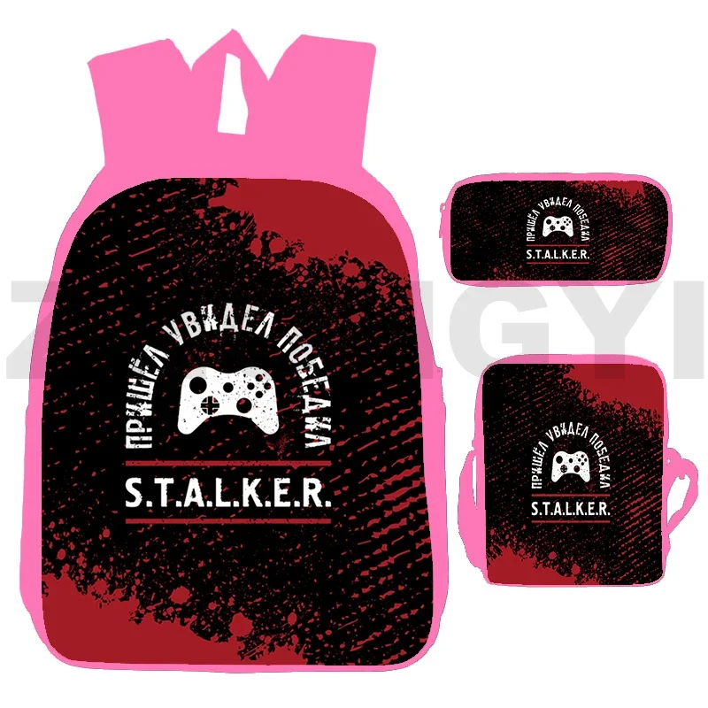 3D S.T.A.L.K.E.R. 2 Heart of Game Women Backpack Study Canvas Stalker 2 Shadow Schoolbags for Girls 3 In1 Kids Anime Pencil Bags