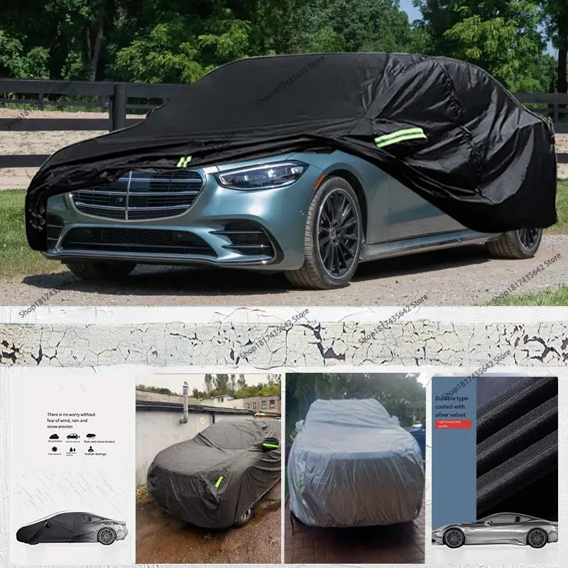 

Водонепроницаемые автомобильные чехлы для Mercedes Benz S-Class 2006-2025 годов с ветрозащитными лентами для защиты от снега, дождя, пыли и града