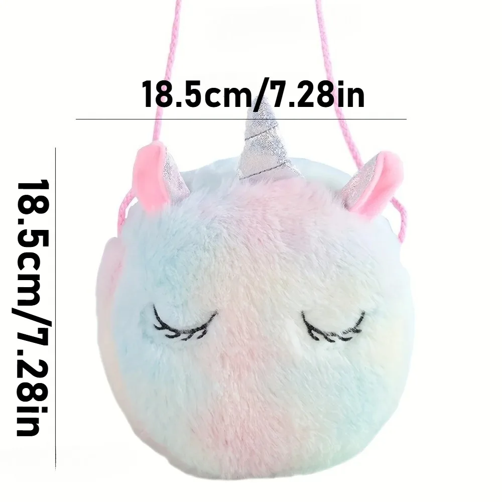 어린이 무지개 귀여운 플러시 유니콘 크로스바디 가방 인형 숄더백 소녀용 핸드백 크리스마스 생일 선물