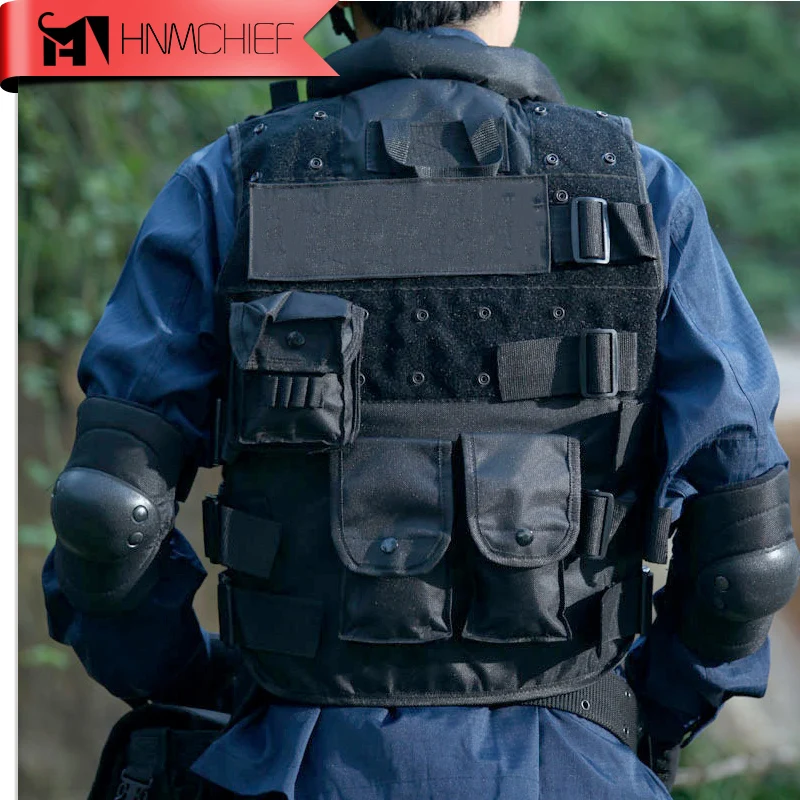 Veste de police militaire en poly glaDulglaSWAT, équipement CS, uniforme noir