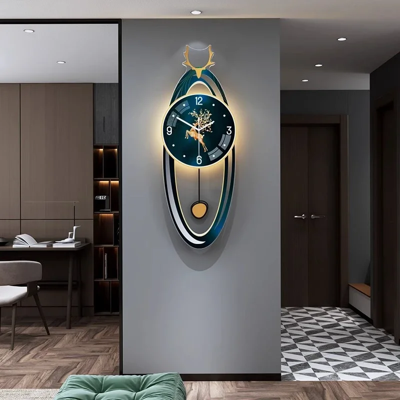 European Illuminated Clock Unique Nordic Pendulum Silent Luxury Wall Clock Aesthetic Modern Design Reloj De Pared Wall Decor