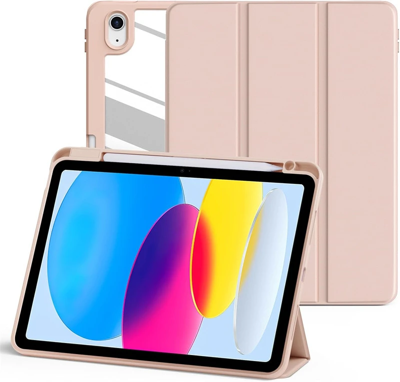 Für iPad Schutzhülle, Acryl-Dreifach-Falthülle mit Stiftschlitz, Lederhülle, Pro12.9 Air5 10.9 Hülle – Detail 1