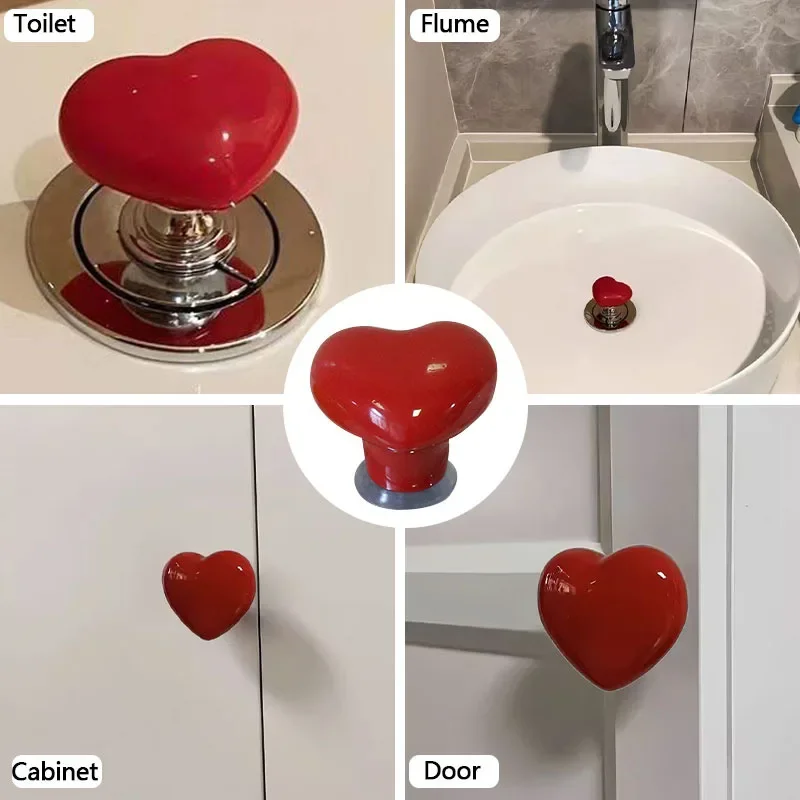 Heart Shape Toilet Presser Love Toilet Press Button Bathroom Water Tank Buttons Push Switch Bathing Room Decor Nail Protector