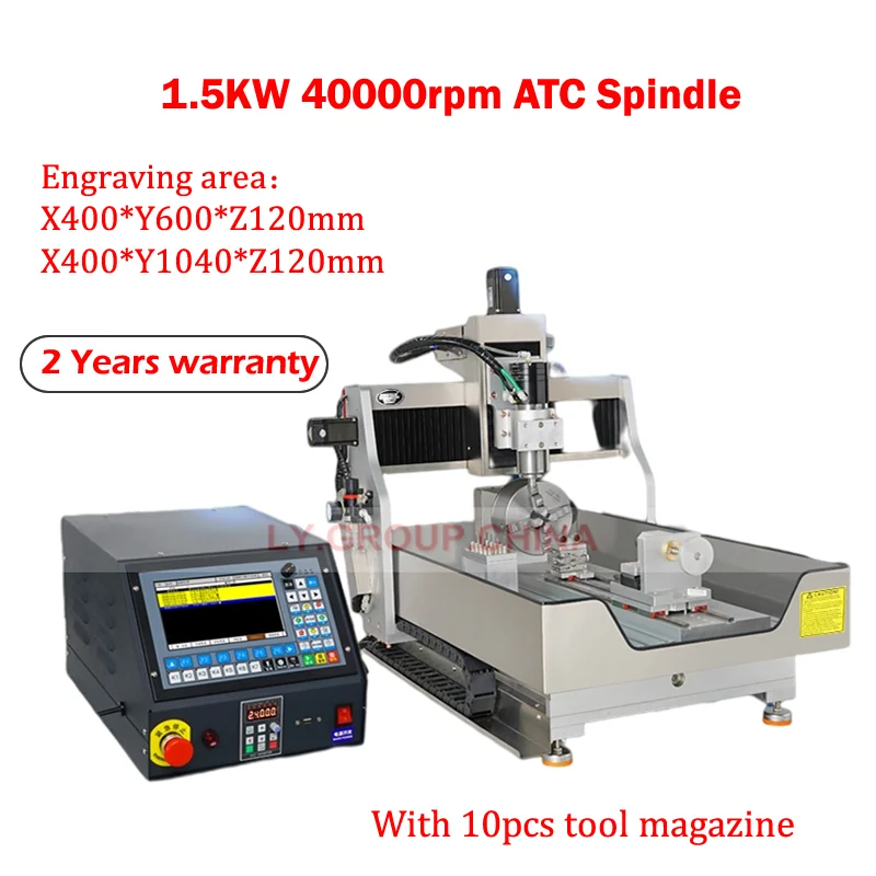 3 Axis CNC 6040 Router 1500W ATC Spindle Milling Engraving Carving Machine Linear Guide with 10pcs Tool Magazine