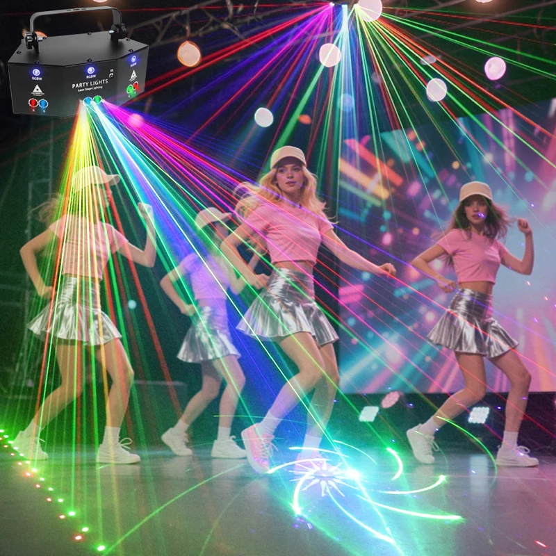 WZSTAR 2025 Proiettore laser a LED con telecomando a 9 occhi Attrezzatura per DJ da palcoscenico per club Lampada laser Luce per atmosfera natalizia