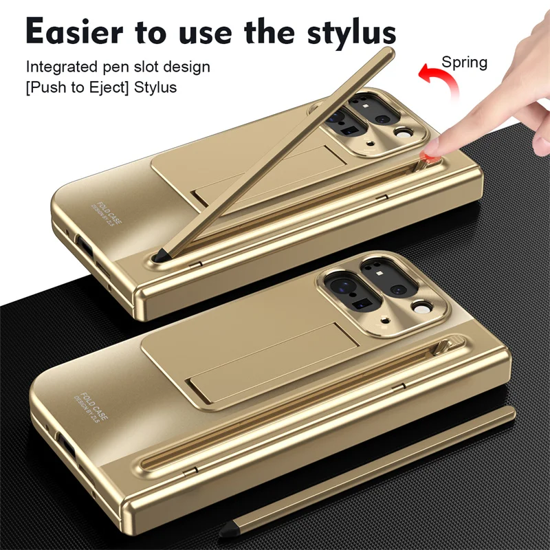 For Google Pixel 9 10 Pro Fold 2 Phone Case With Hinge Touch Pen Tempered Glass Film Stand Shockproof 360° Full Protective Cover