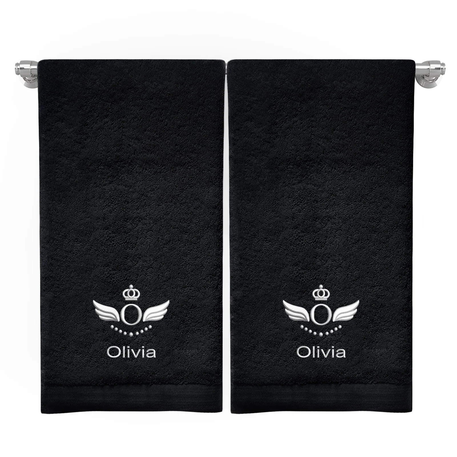 Pesonalized hand Towels  Customized hand angel Towel Embroidery Crown with Name Spa Beauty Salon Towel Christmas gift