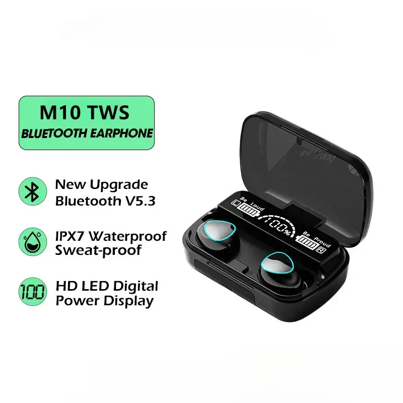 NEW M10 TWS Wireless Headphones Earphones 2500mAh Charging Box Bluetooth-compatible Stereo Waterproof Headsets With Microphone