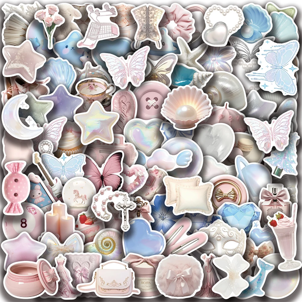 

10/30/50/100pcs Blue Pink Cartoon Girl Decoration Stickers Aesthetic Kids Gift Decals DIY Skateboard Guitar Laptop Cute Sticker
