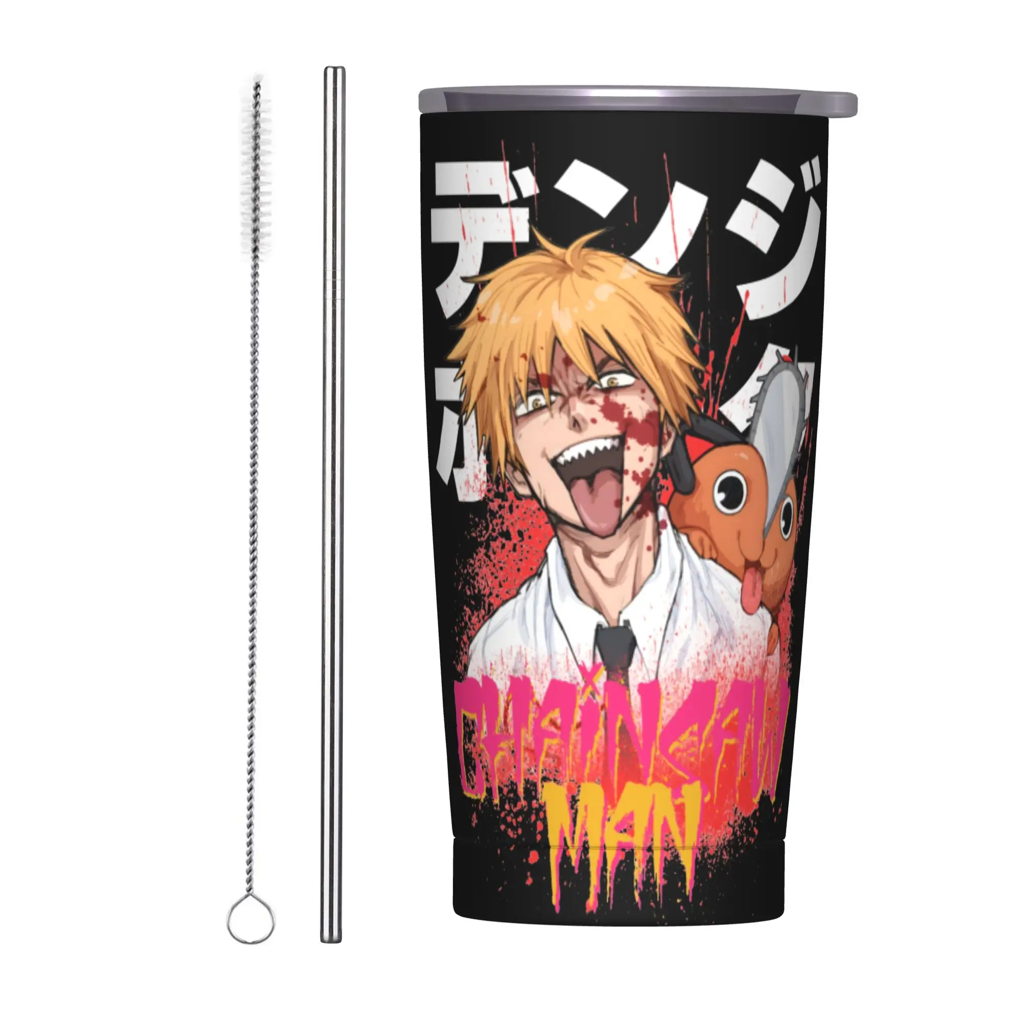 

Chainsaw Man Anime Pochita Insulated Tumbler with Straws Lid Stainless Steel Coffee Mugs Outdoor Portable Bottle Cups, 20oz
