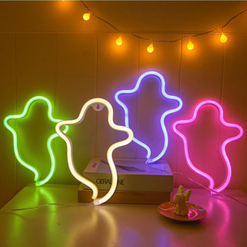 

Ghost Neon Light Led Festival Lamp Decor Halloween Wall Window Floor Ceiling Decor Star Shape Night Light Usb Powered
