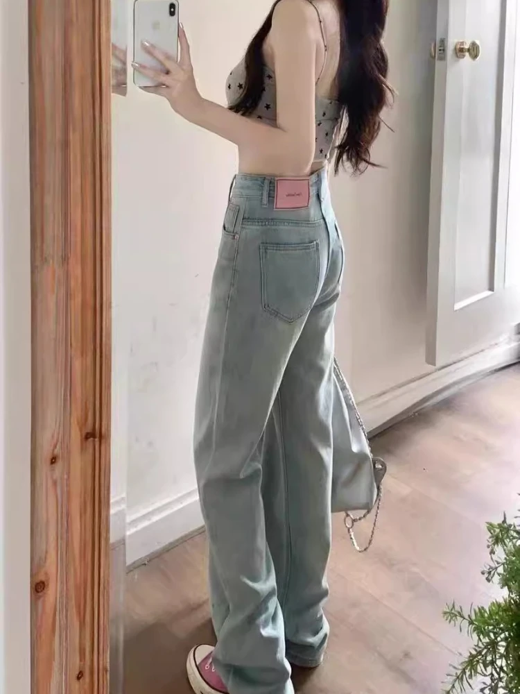 Women Wide Leg Baggy Jeans Lady Vintage Y2K Punk Low Rise Waist Loose Denim Pants Streetwear Fashion Trashy Long Skater Trousers