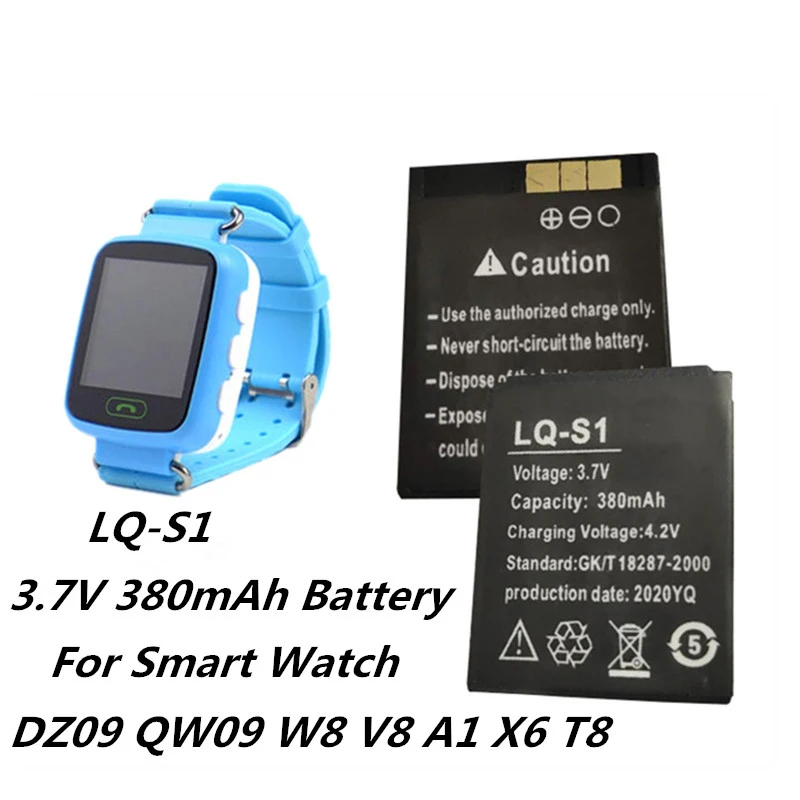 1-4PCS LQ-S1 3.7V 380mAh Rechargeable Lithium Battery For Smart Watch AB-S1 HLX-S1 DZ09 DJ-09 W8 A1 V8 X6 FYM-M9 SCX-M9 QW09