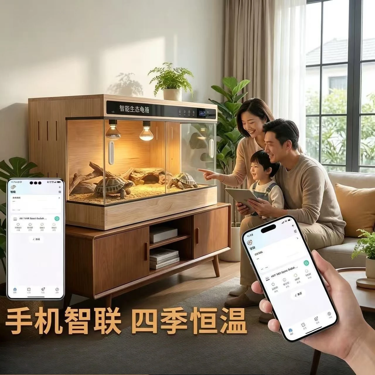 Mobile Phone WiFi Controlled Reptile Tank, Intelligent Constant Temperature Box for Gecko Tortoise Bearded Dragon Snake
