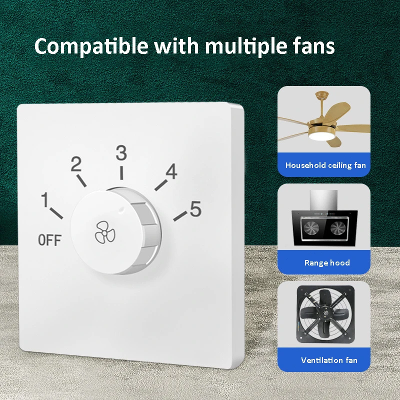 Universal Concealed Ceiling Fan Speed Controller Fan Speed Control Switch Five-speed Electric Fan Switch Square переключатель