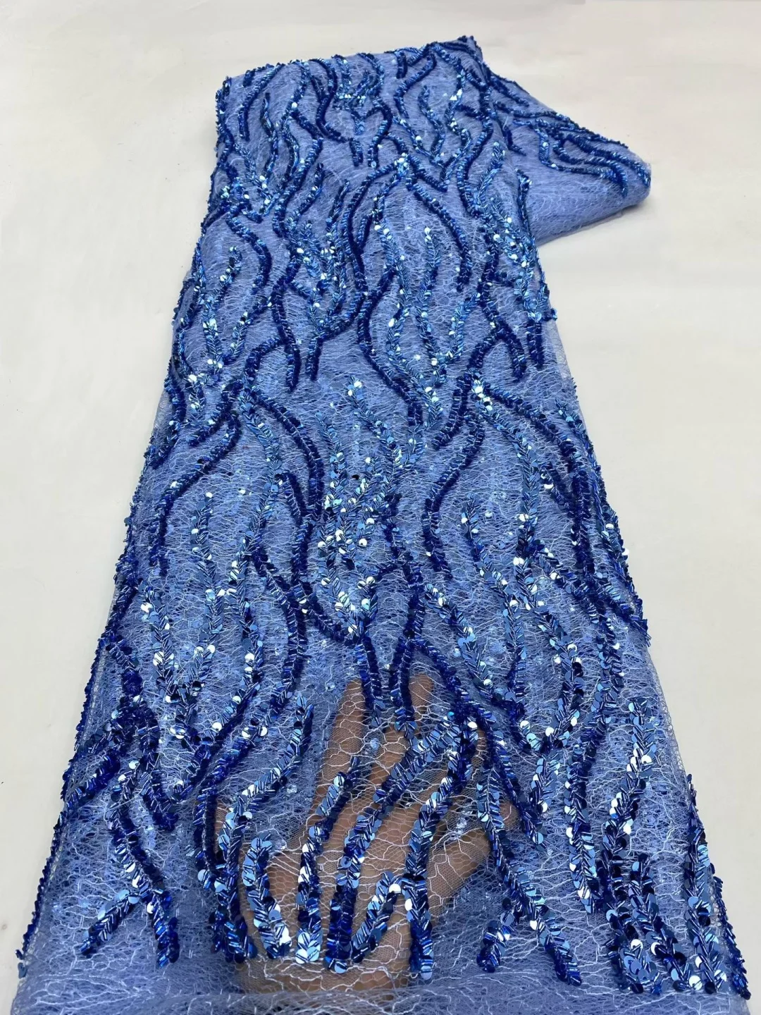 

2026 African High Quality Lace Fabric Latest French Net Sequin Fabric Sewing Embroidered Lace in Tulle Nigeria Fabric