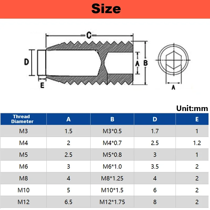 Nylon Head Buffer Screw Plastic Head Plunger POM Machine Rice Top Wire Plastic Wave Bead M2.5,M3,M4,M5 M6~16 304 Stainless Steel