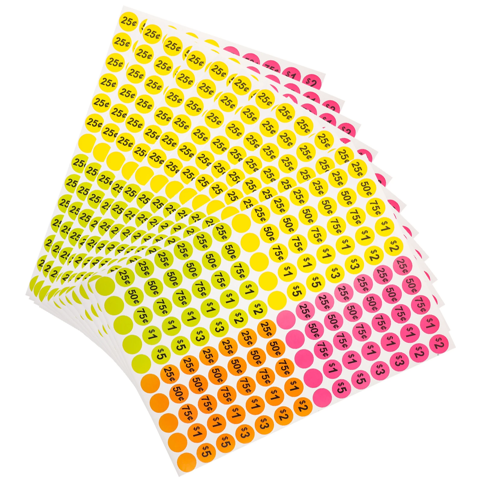 

25 Sheets Price Tag Paper Colorful Round Sale Pricing Stickers Market Retail Yard Sale Small Business Price Tag Sticker