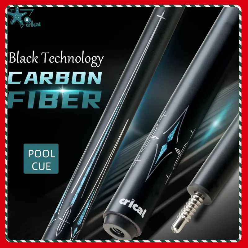 CRICAL CL-01 Carbon Fiber Pool Cue Stick Black Technology Low Deflection 12.4mm Tip 3 * 8/8 Joint Pin Professional 1/2 Billiard