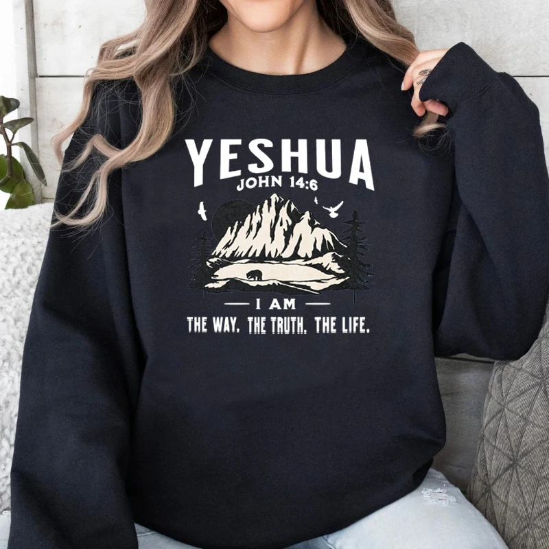 Yeshua Christian Hoodie Jesus Christian Hoodies Sweatshirt Clothes Bible Verse Pullover Harajuku Long Sleeve Woman Clothing