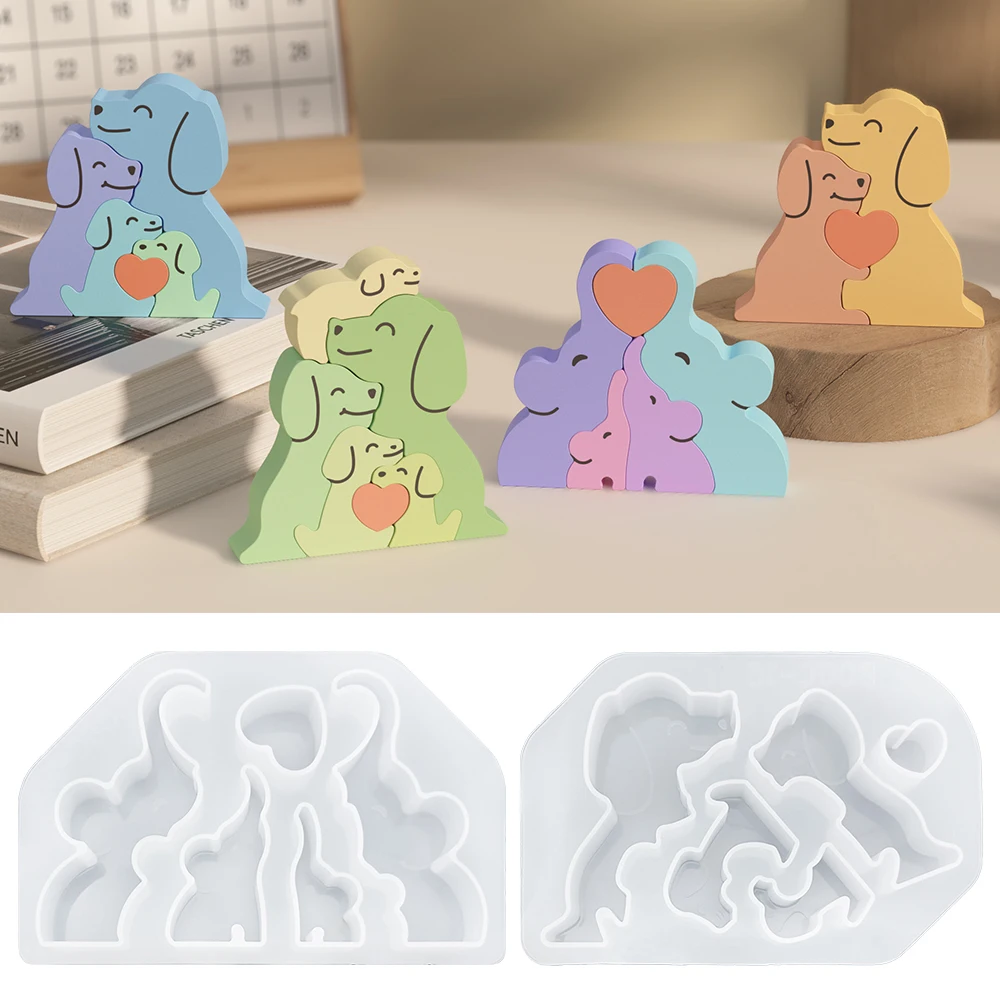 S0200 gato cão urso elefante família animais moule silicone quebra-cabeça vela fazendo moldes 3d gesso ornamento moldes sílica velas