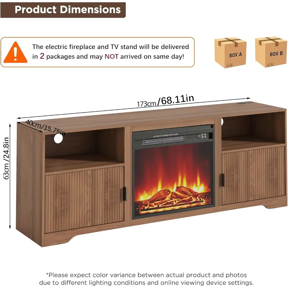 80 TV Stand, Entertainment Center with Adjustable Shelf, Modern Fluted Design for TVs