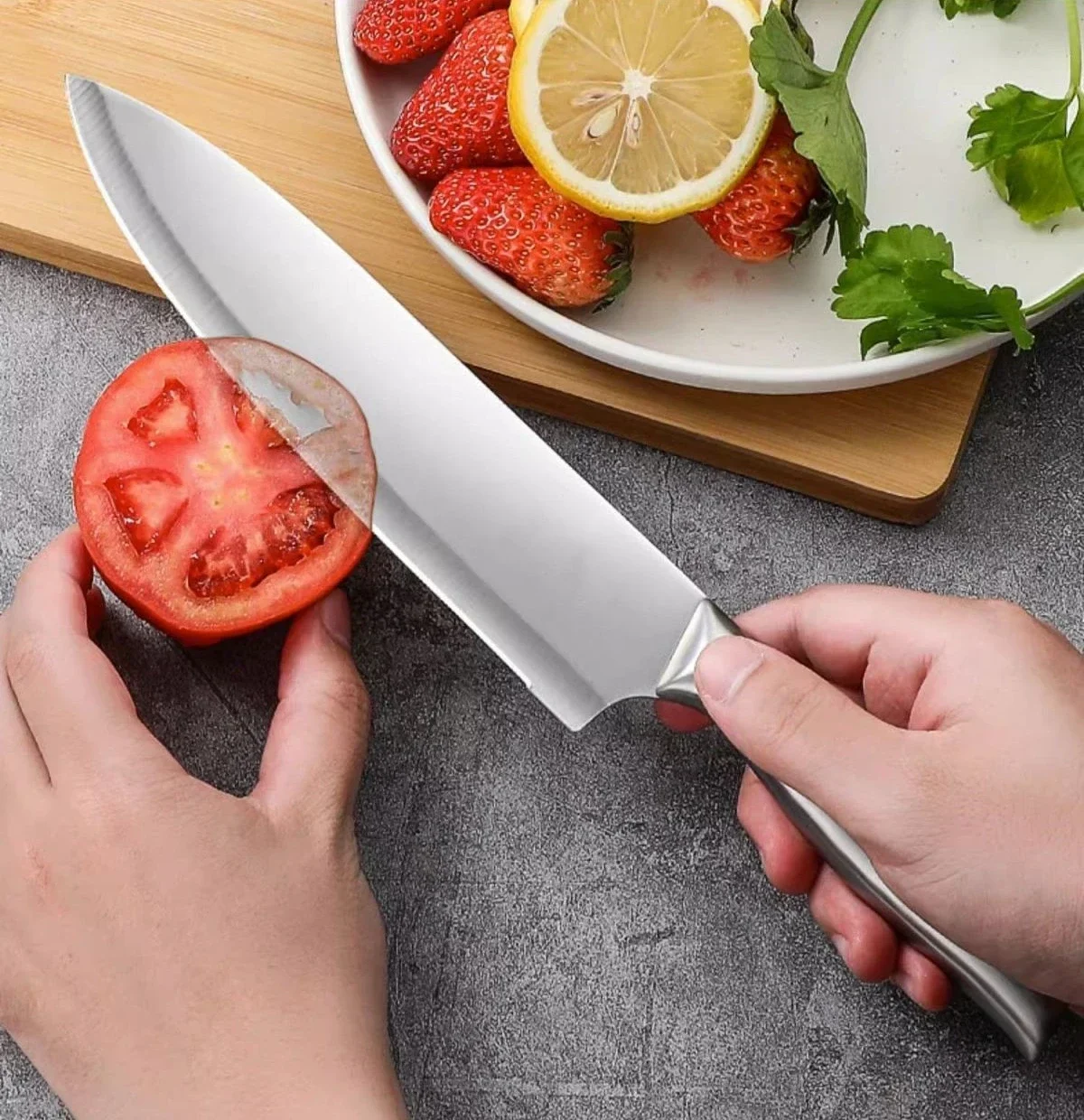 Cuchillo de Chef de acero inoxidable, hoja multiusos para cortar, productos de cocina casera, herramienta culinaria profesional