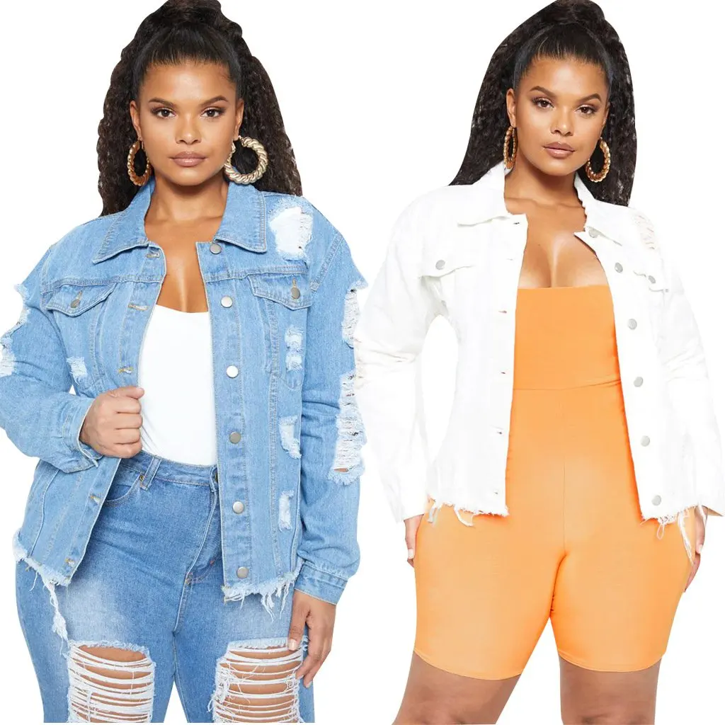 

Women's Casual Fashion Washed Denim Jacket SMR10736 New European And American Style