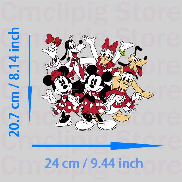 Christmas Design Mickey Mouse iron on patches for clothes thermo-stickers for children stripes appliques heat transfer vinyl