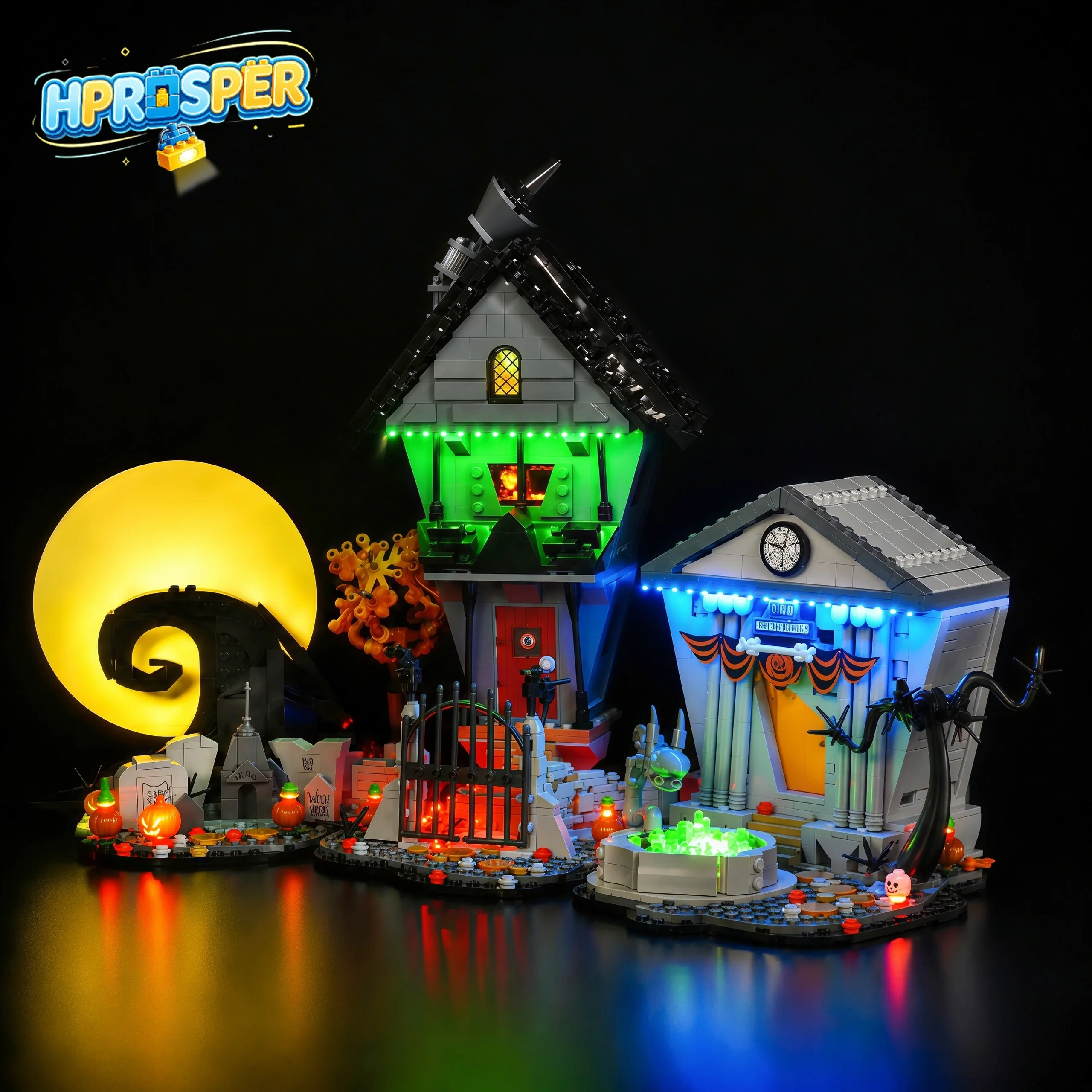 Luz LED Hprosper para LEGO 21351, lámpara decorativa de pesadilla antes de Navidad de Disney Tim Burton con caja de batería