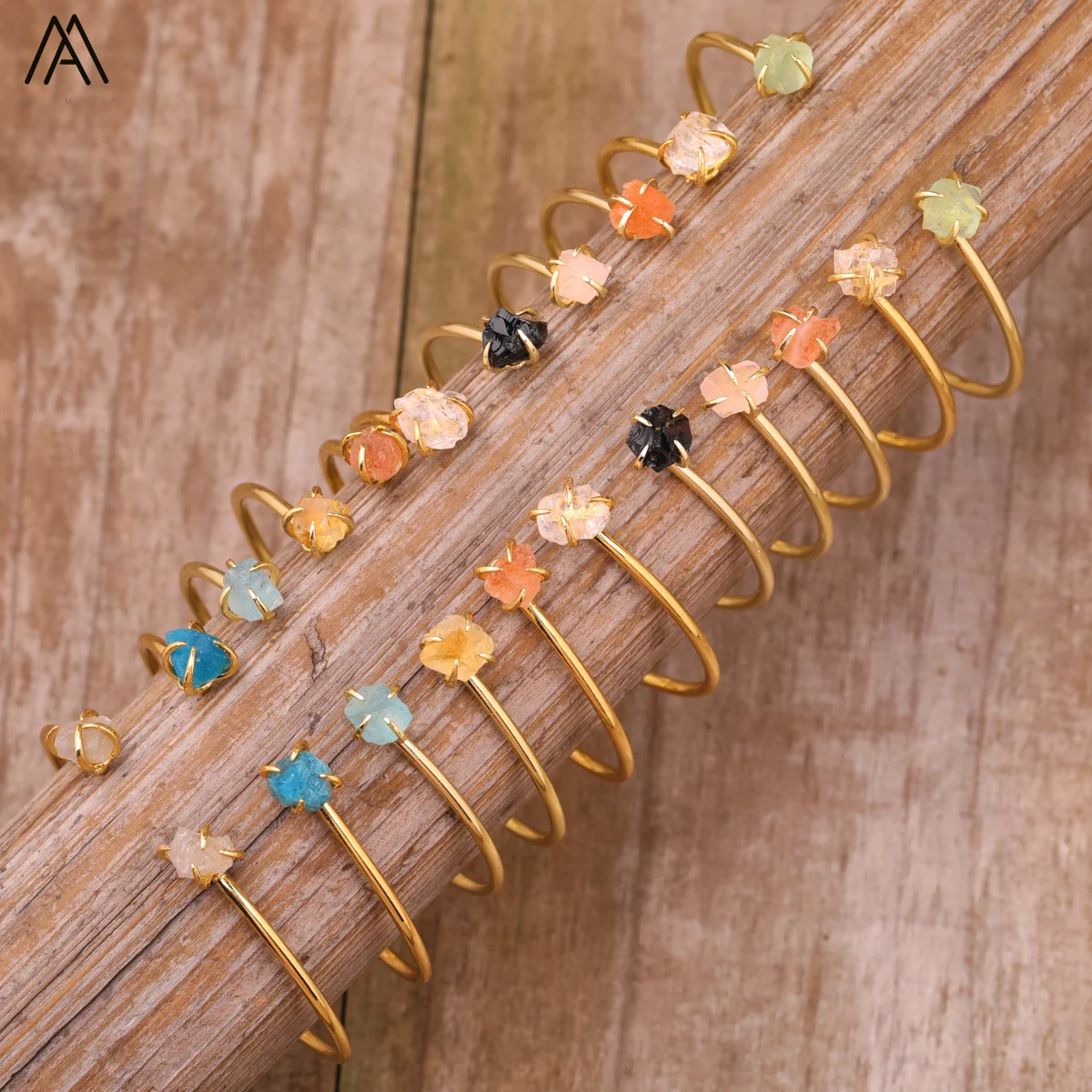 

Elegant Women 2 Gems Stones Gold Cuff Wristband Bracelet Bohemia Citrine Rose Crystal Statement Bracelets Teengirl Jewelry Gift