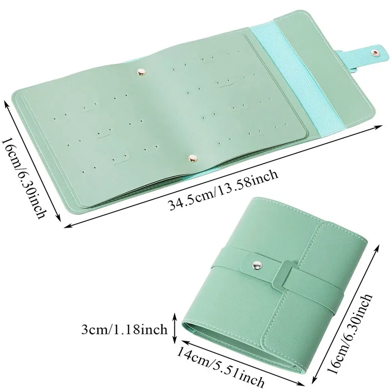 Earrings Organizer Album PU Leather Portable Ear Studs Holder Storage Bag Earring Book Solid Color Travel Jewelry Case Box