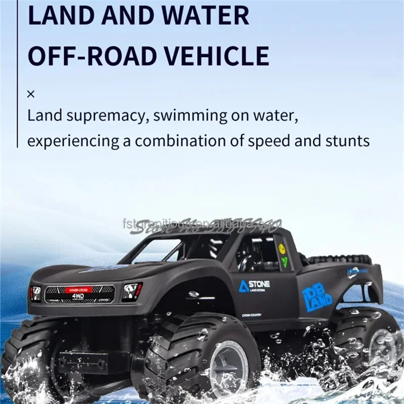 High Speed Off Road Land & Water Radio Control Car 2.4G 30Mins 4WD Waterproof Rubber Tires Double Sided Drive Drift Stunt RC Car