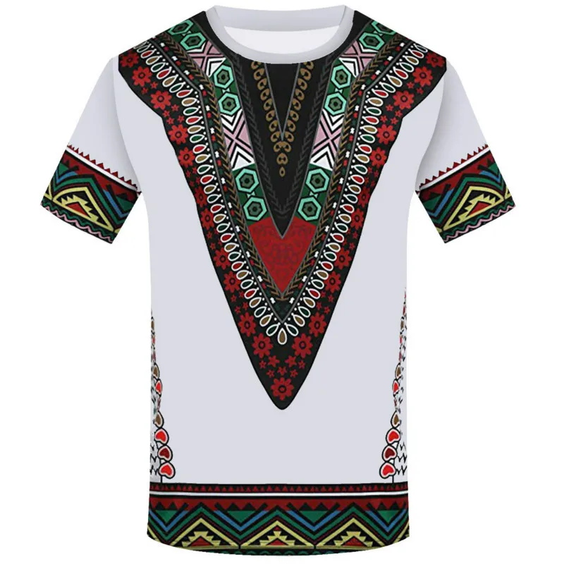 African Ethnic Pattern Loose New Summer Men's T-Shirt Round Neck Shirt 3D Print Vintage Ethnic Dress T-shirt