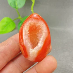 Natural And Beautiful Red Agate Geode Crystal Egg  Hand-polished Carnelian Mineral Specimen  Home Decoration Ornaments