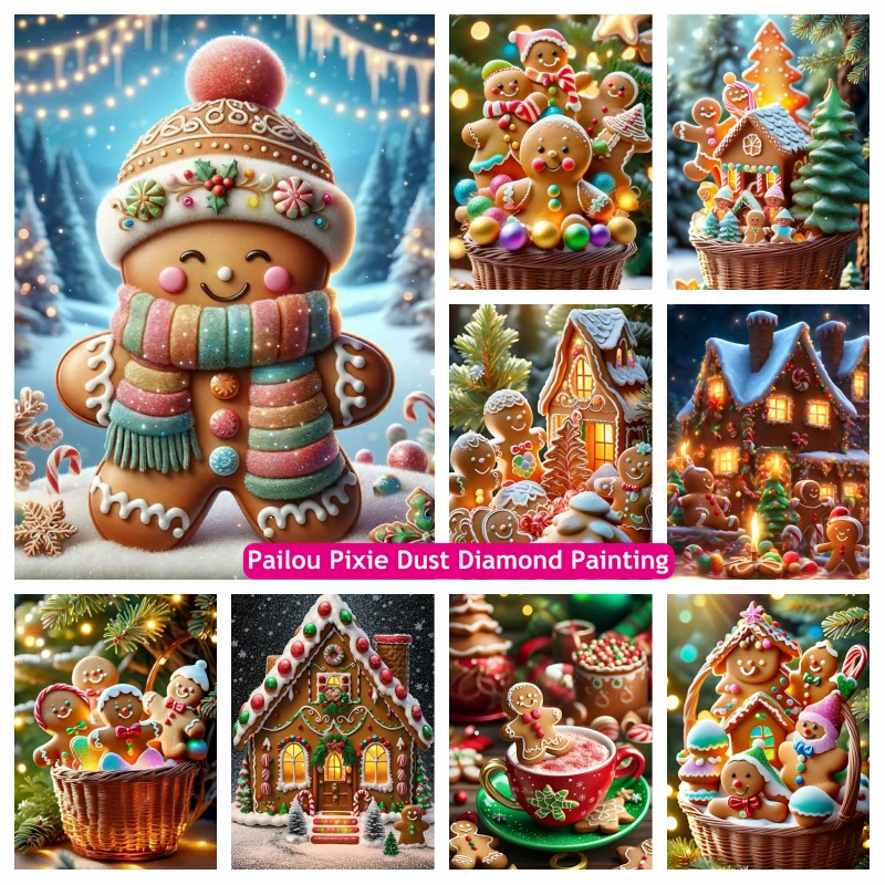 Christmas Gingerbread Man And House AB Diamond Painting Classical Holiday Food Decor Art Mosaic Cross Stitch Hand Gift