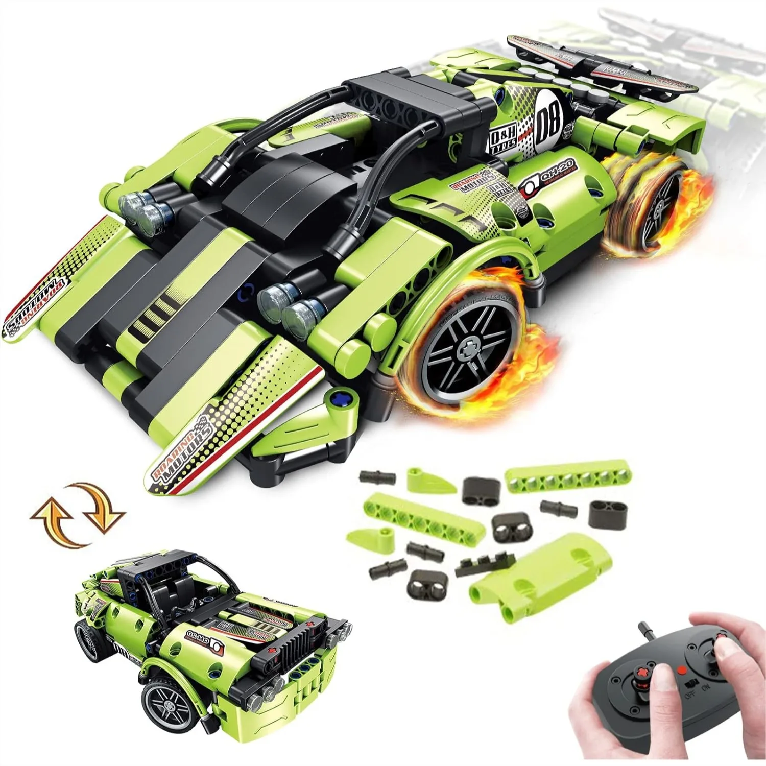 

2-In-1 Remote Control Building Toys For Kids STEM Engineering Kits Snap Together Racecar And Off-Road Truck For 6 7 8 9 Year Old Boys And Girls