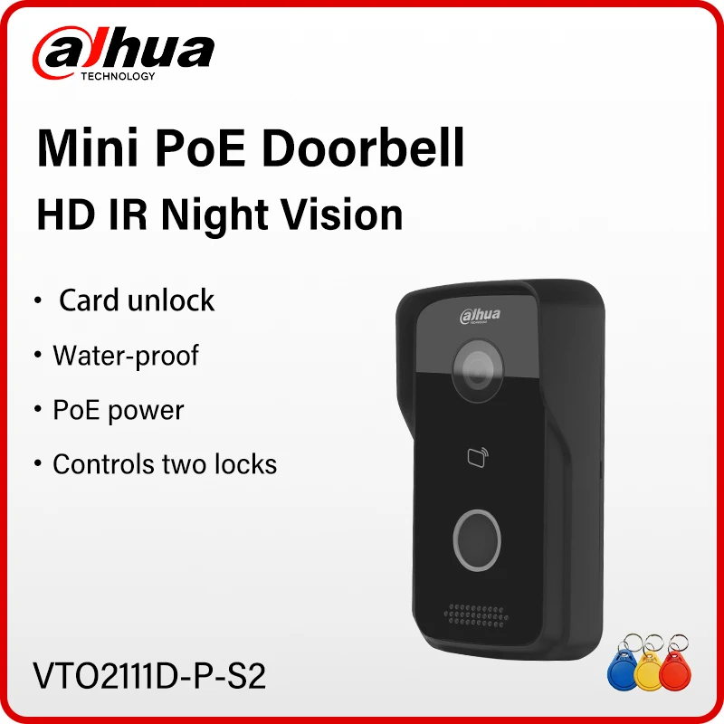 

Dahua HD Video Intercom Outdoor Home Two-way Talk PoE Doorbell Camera IR Night Vision Full Digital Card/APP Unlock VTO2111D-P-S2