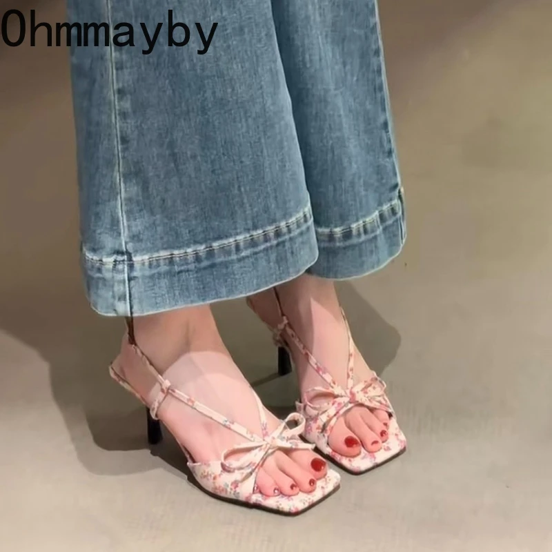 

2026 New Summer Polka Dot High Heel Women Sandals Fashion Butterfly-knot Singbacks Pumps Elegant Stripper Party Female Sandalias