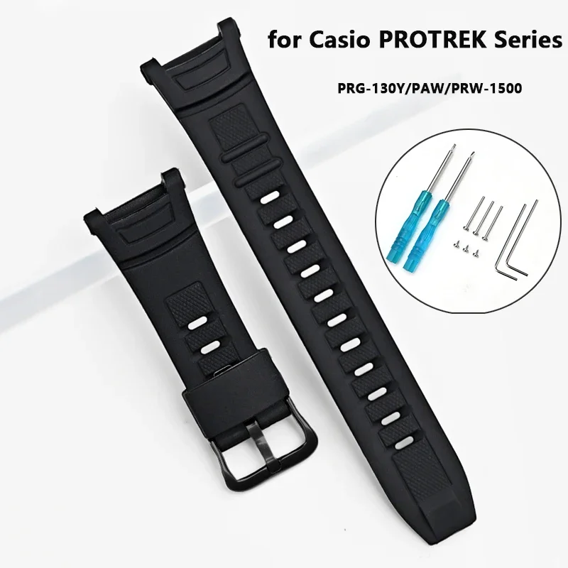 สายซิลิโคนใหม่สำหรับคาสิโอ โปรเทรค ซีรีส์ PRW-1500 PAW-1500 PRG-130 ผู้ชายเปลี่ยนกีฬากันน้ำเรซิ่นนาฬิกาสร้อยข้อมือ