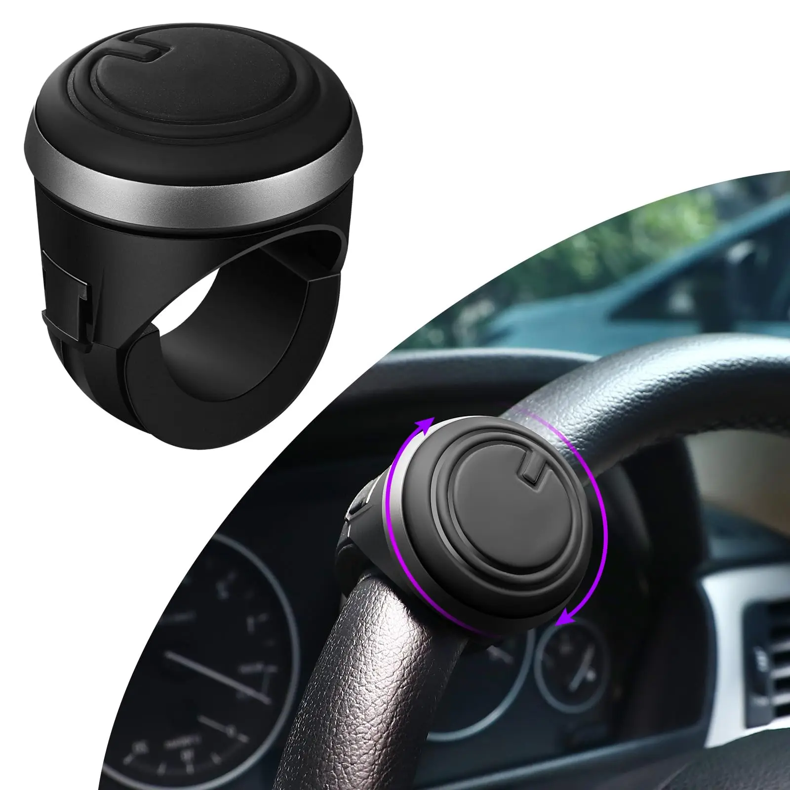 

Universal Turning Steering Wheel Booster Spinner Knob 360 Degree Rotation Metal Bearing Power Handle Ball Shaped