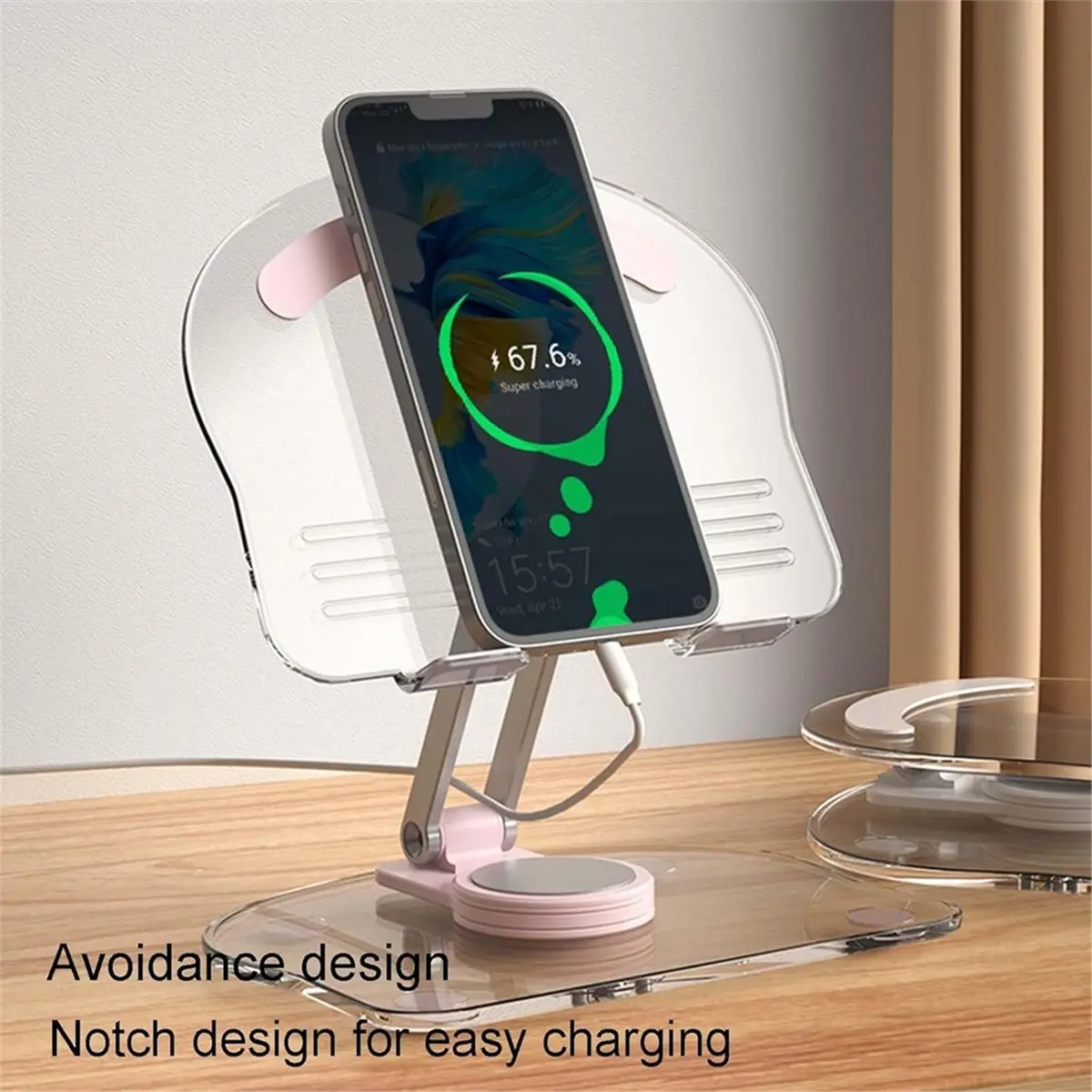 360° Rotation Acrylic Tablet Stand Adjustable Phone Bracket Folding Anti-Slip Holder for Pro/Air/ 4.7-13 Inch