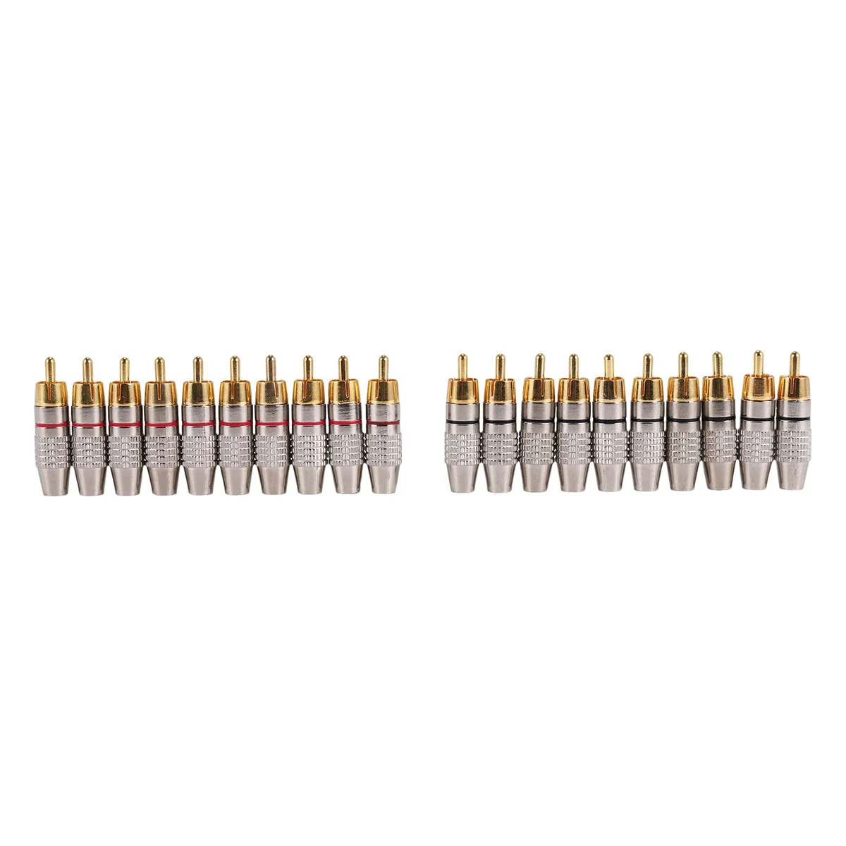 WHQT 20 Pcs RCA Plug Audio Video Locking Cable Connector Gold Plated