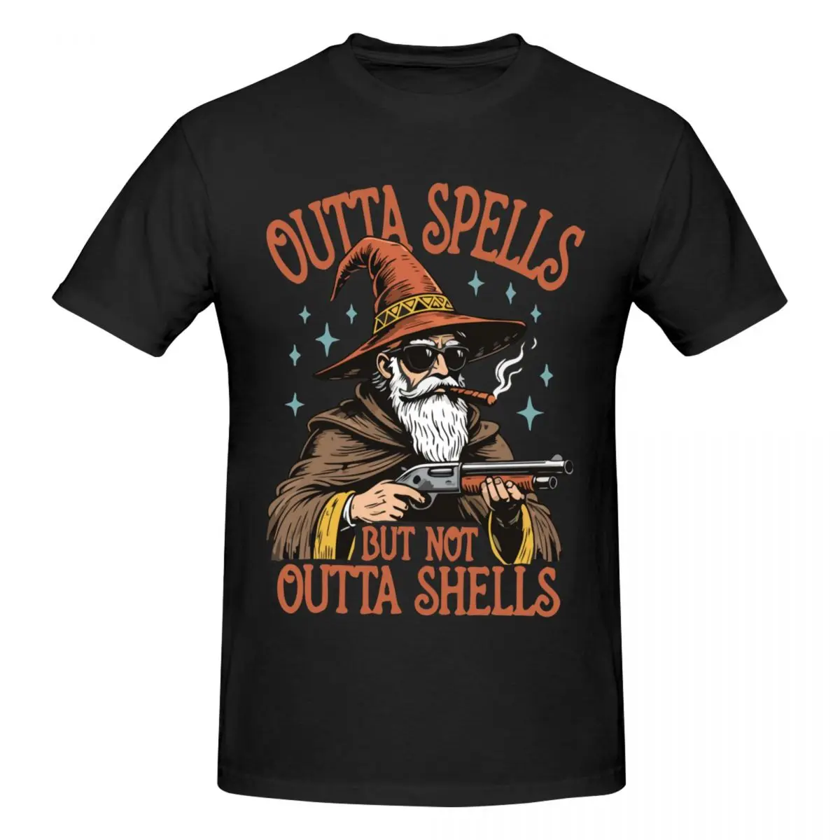 Men Funny Wizard Meme Outta Spells But Not Outta Shells Fun T Shirt Streetwear O-neck Cotton Tshirts