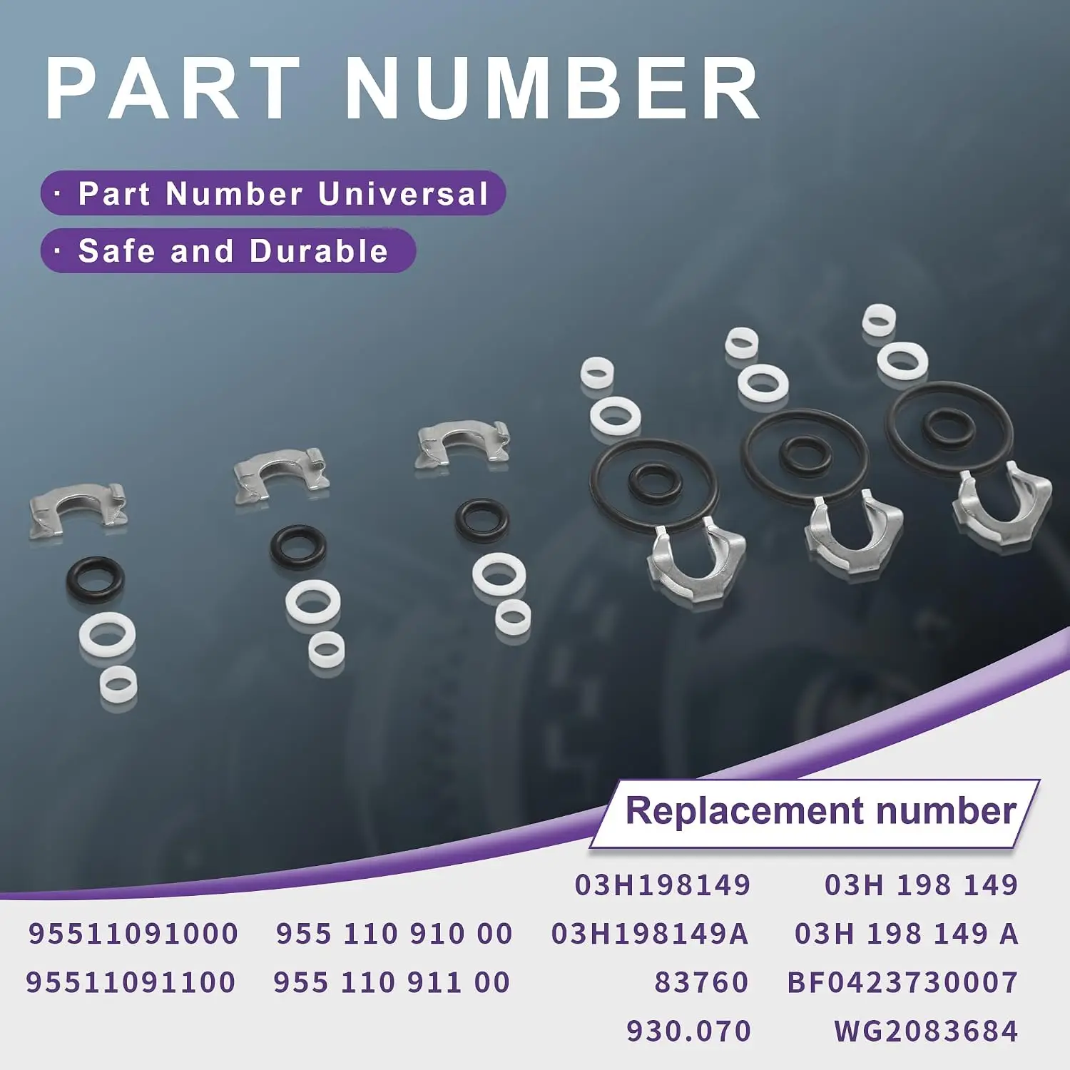 03H198149A Fuel Injector Seal Kit 6pcs for Audi Q7 VW Touareg Passat CC 3.6L FSI VR6 Upper O-Ring Gasket Set view 2