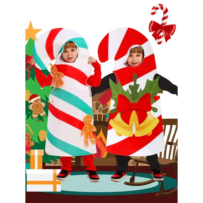 

2025 aaa Christmas Candy Child Cane Cosplay Costumes Xmas Fantasia Campus Performance Disguise Halloween Festival Stage Dress Up