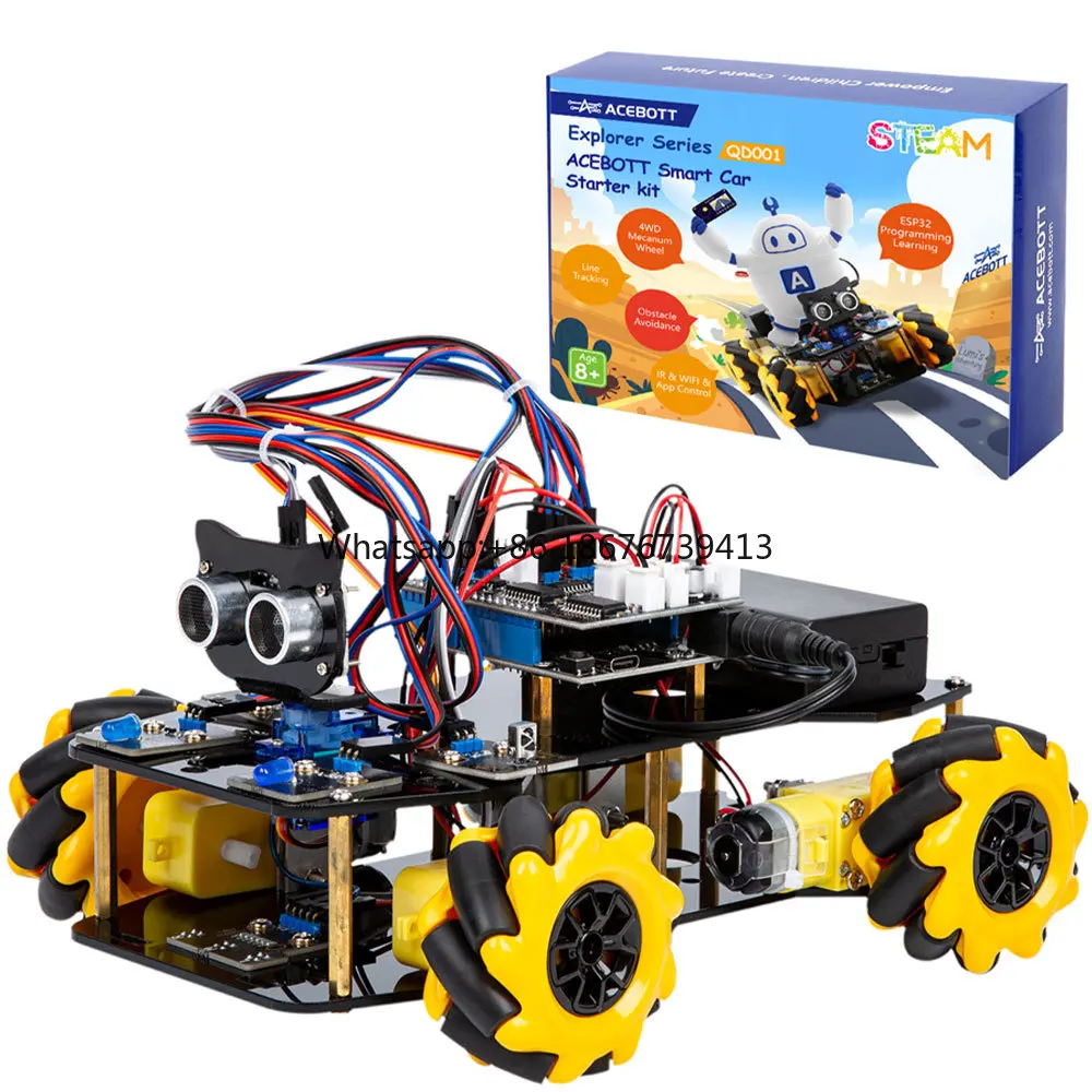 ACEBOTT ESP32 Smart Programming STEM Toy Robot 4WD Car  Educational Starter Kit for Arduino IDE