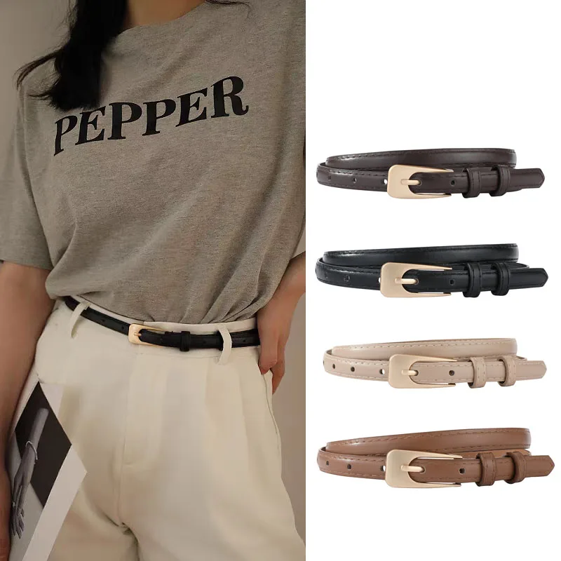 Women's Retro Solid Simple Belt Fashion High-quality Black Khaki Buckle Belt Popular Trend Belt for Pants Jeans