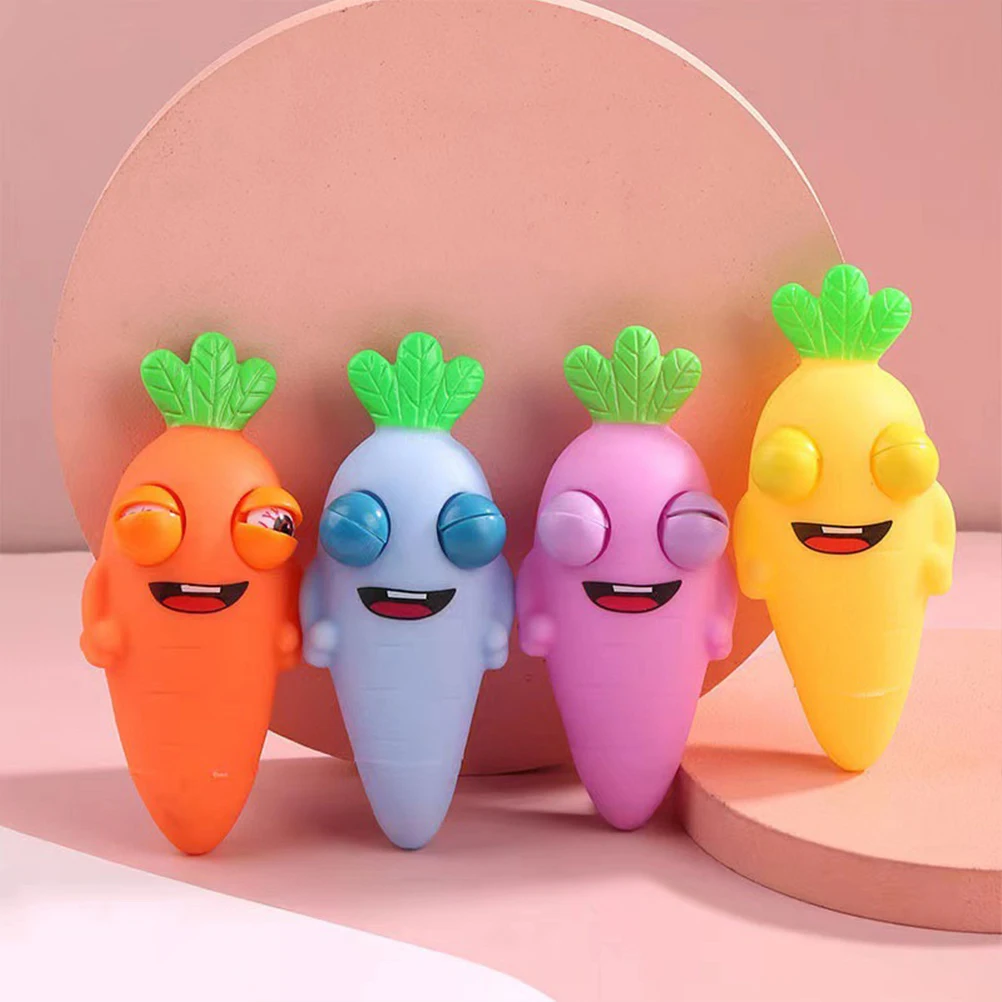 4 pezzi carota spremere giocattoli antistress cartone animato sensoriale cibo divertente bambino carino favore di partito sollievo dall'ansia giocattolo elastico colore brillante