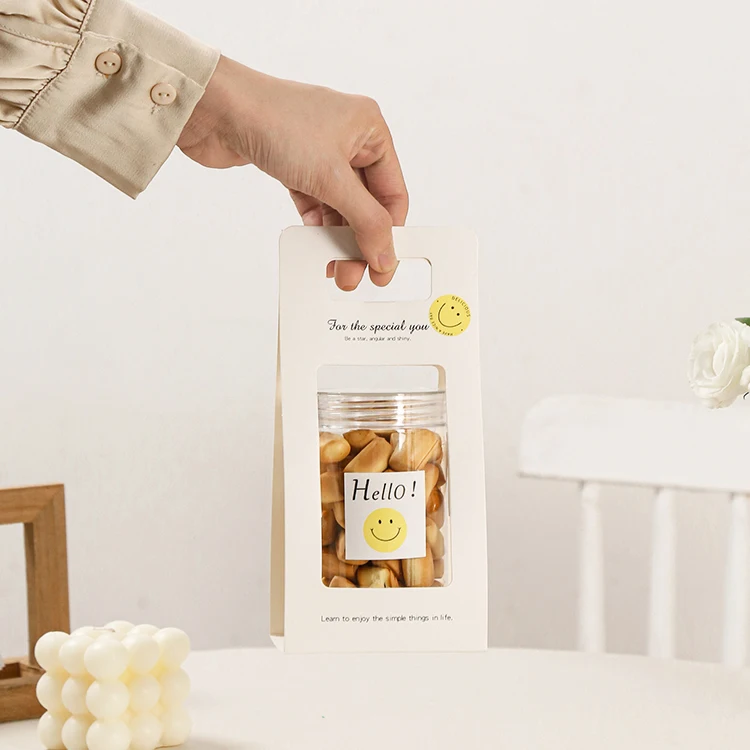 

Transparent Plastic Sed Biscuit Paaging Jar Handheld Cookie Doughnut Container Kitchen Baking Supplies Dert Paaging